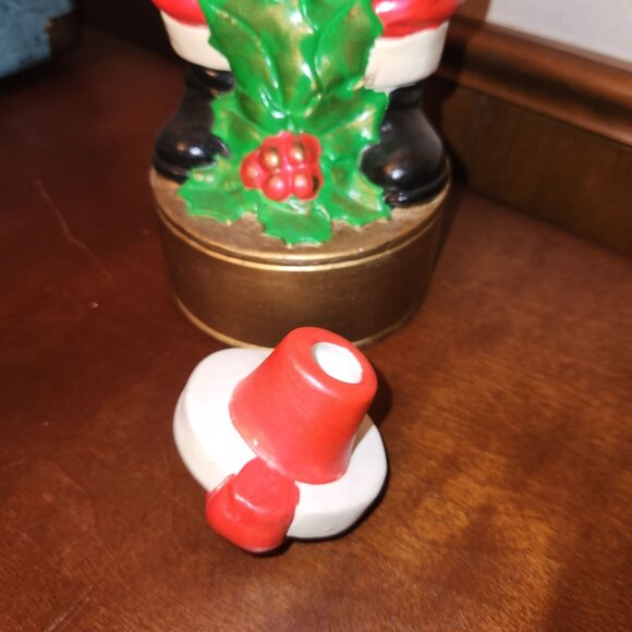 70s MCM Santa Claus Art Pottery Booze Decanter With Removable Hat Lid 11" H x 4" - Picture 5 of 11